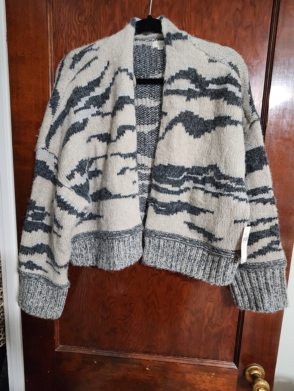 Anthropologie Pilcro Animal Print Cardigan Sweater XS NWT Zebra Tiger Open Front